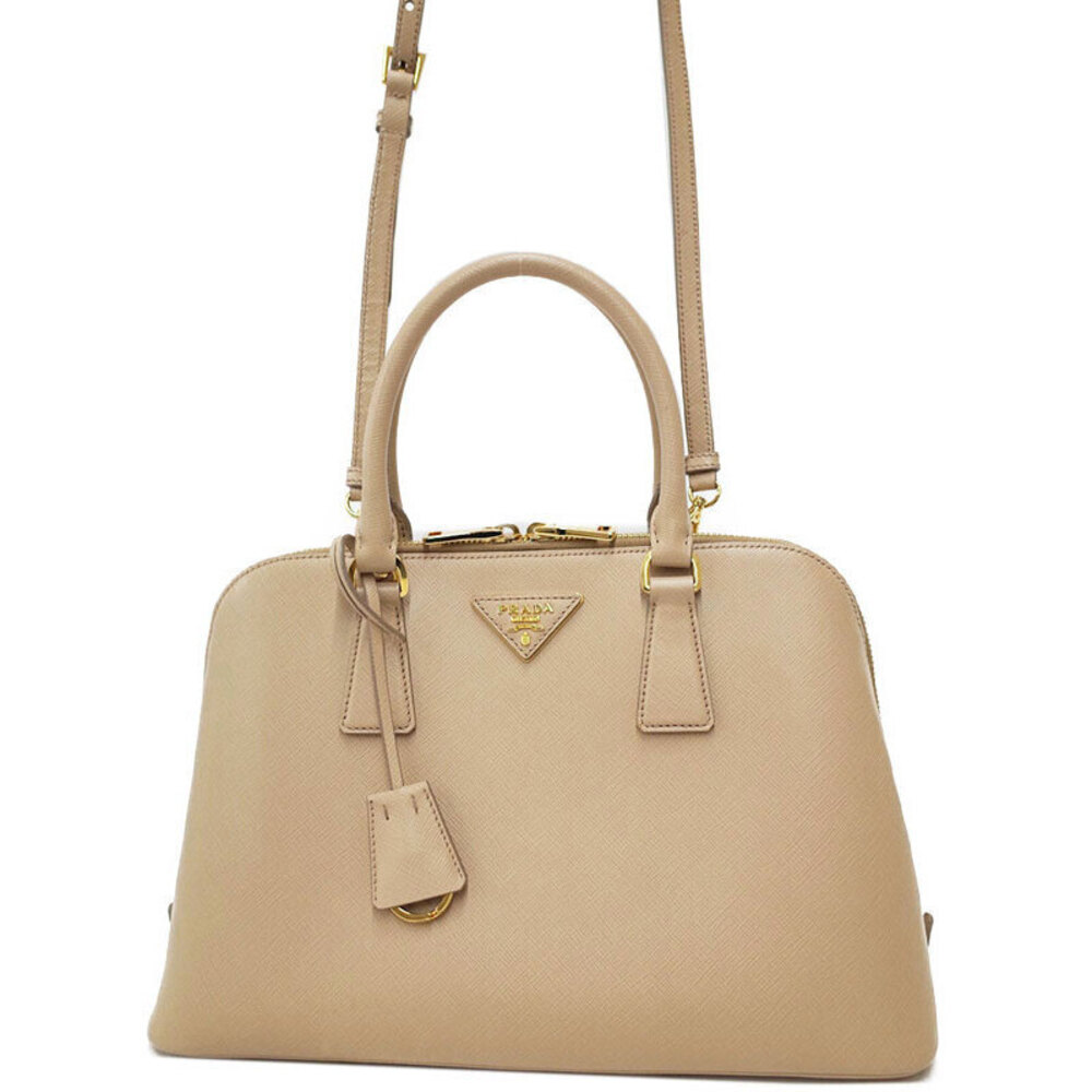 Prada Promenade bag beige Saffiano leather Tan